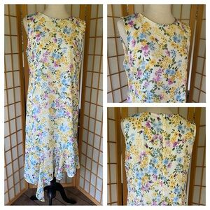Calvin Klein Floral Sleeveless Asymmetrical Hem Dress SZ 14